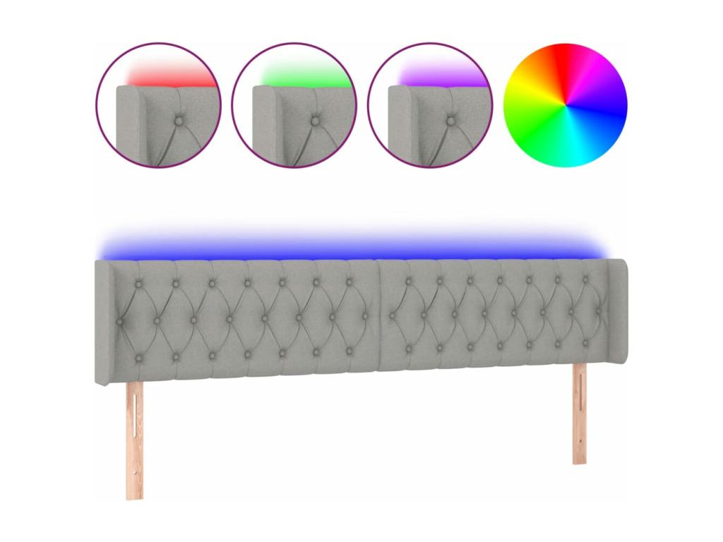 LED headboard Light gray 203x16x78/88 cm Zensova TGBM13424