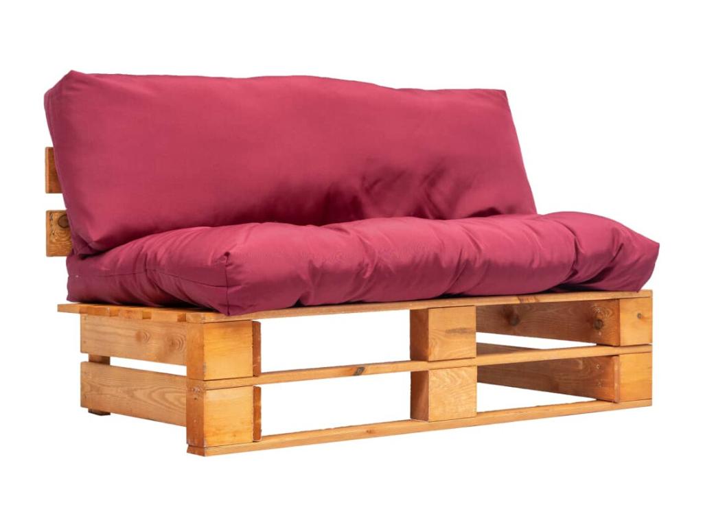 Pallet garden sofa with red cushions, pine color ZMZH47188