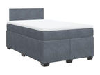 Bed base and mattress, Dark Grey, 120x200cm, Velvet, LNQN02224