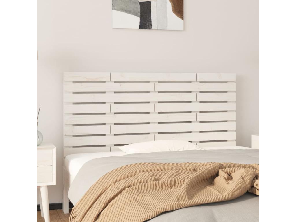 Wall-mounted headboard, white, 126x3x63 cm, solid pine wood, PWTE18017