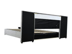 Elegant upholstered bed 160x200 cm with large velvet-padded headboard, LED and USB socket, grey JYTB02700