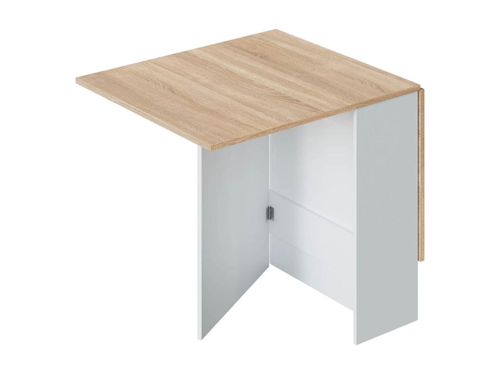 Folding kitchen table in Canadian oak/artificial white - Height 78 x Depth 31 x Length 77 cm BVFI81152