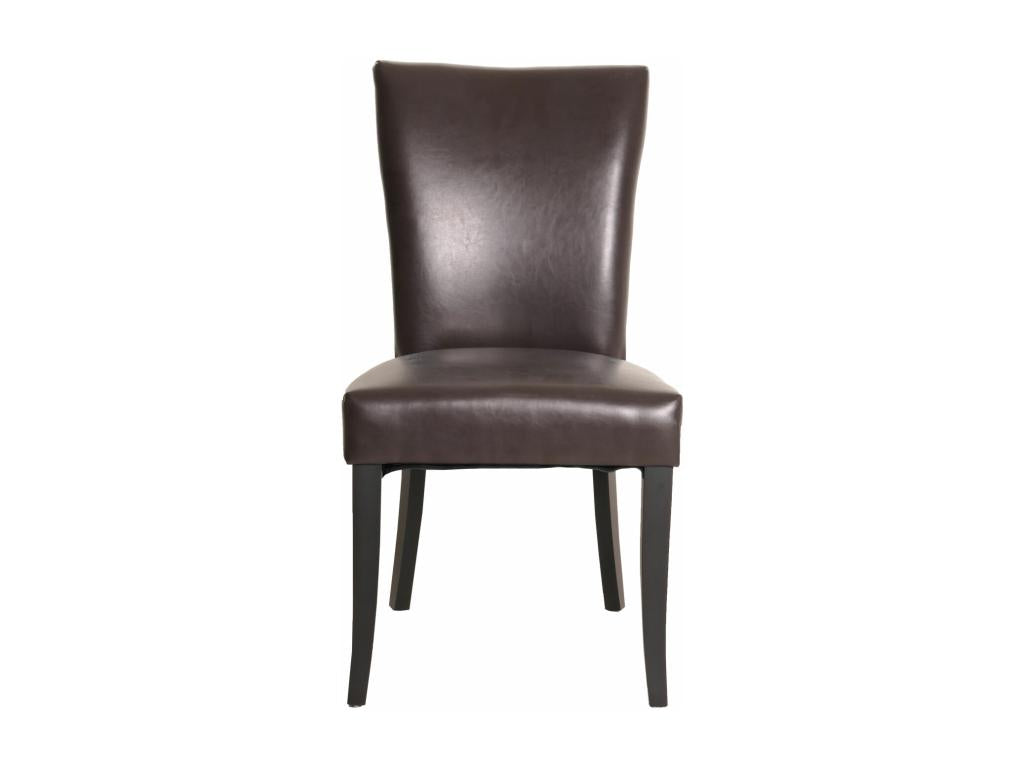 Set of 2 Lysvia dining chairs with rivets - dark brown faux leather, dark legs NPBU52166