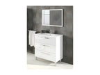 Vanity unit with 3 drawers, 80 cm wide, with sink and mirror, white - Zensova MLWU19296