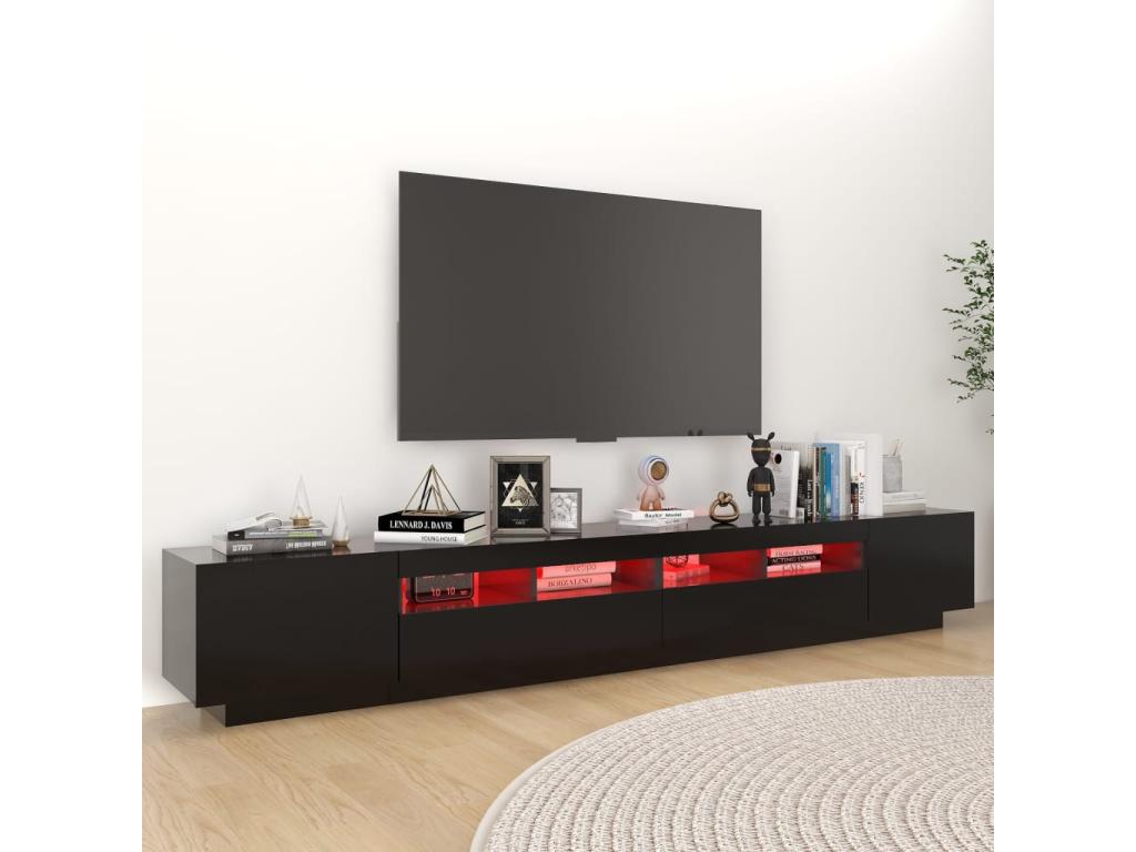 TV stand with LED lights, black, 260x35x40 cm, LPYZ97148