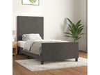 Bed frame with headboard, dark grey, 90x200 cm, velvet, UIWP03186