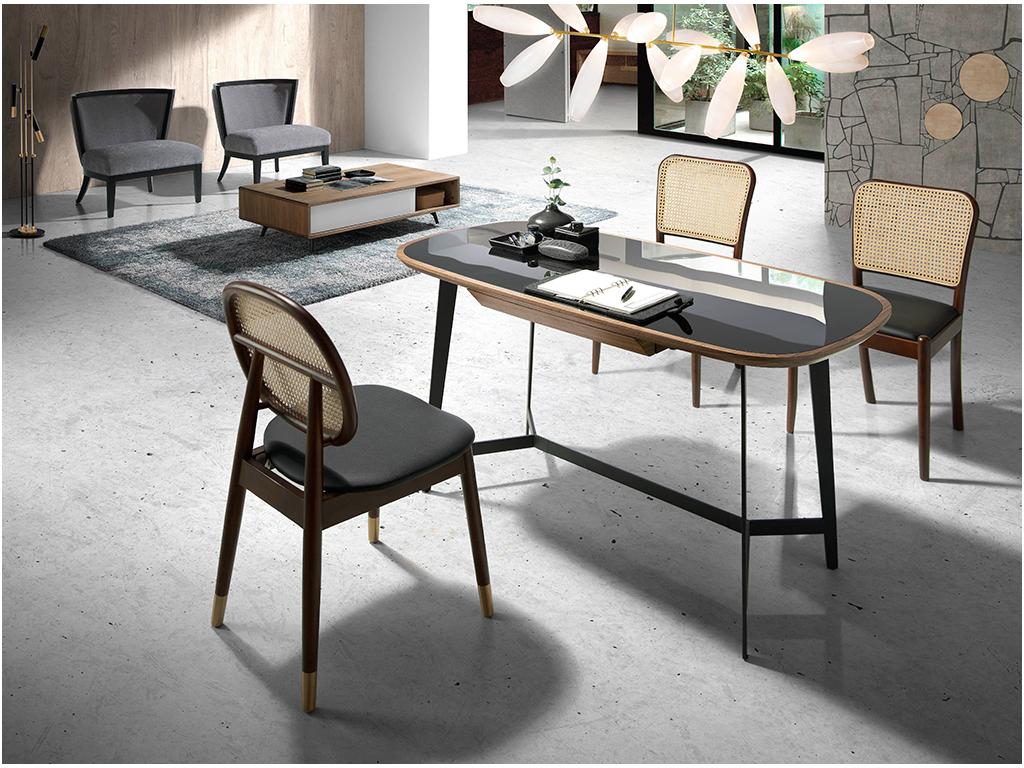 Zensova rattan and ash wood chairs - Set of 2 - Color: Zensova 72 Dark Grey - PUIJ80273