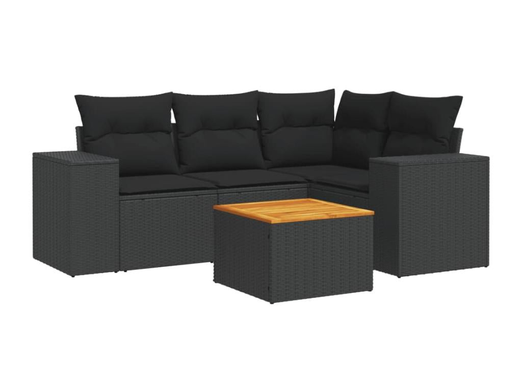 5-piece garden furniture set with cushions, Zensova woven resin WMQD09294