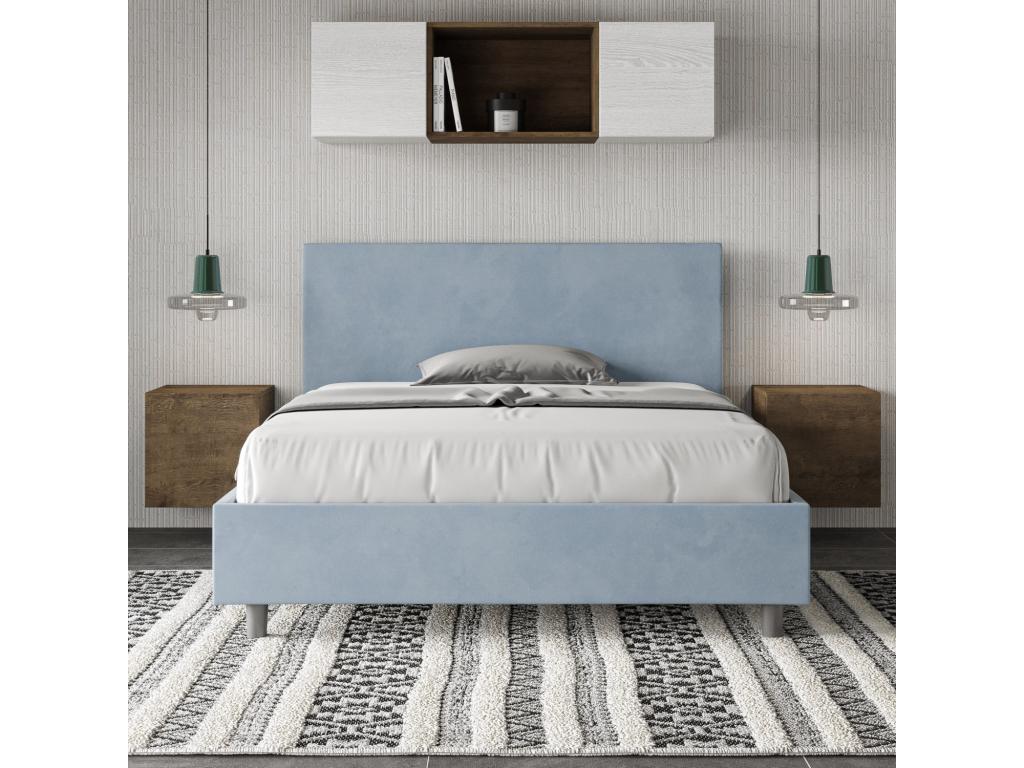 Zensova double bed without padding, 140x210 cm, light blue microfiber, Zensova EDWO13560