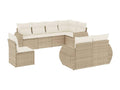 Garden furniture set with cushions, 8 pieces, beige woven resin QFDI05918