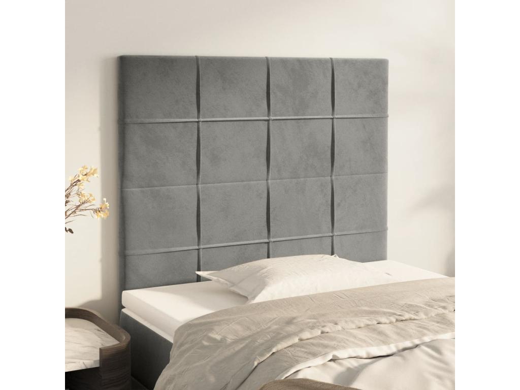 2-piece bed headboard set, light grey, 100x5x78/88 cm, velvet, IHLL07556