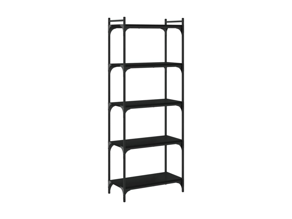 5-tier black bookcase, 60x30x154 cm, engineered wood, LCOX50372