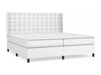 Upholstered bed base with mattress, white, 200x200cm, faux leather, GXAV35602
