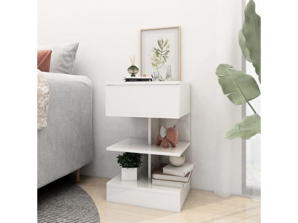 Elariva Premium - Bedside Tables, 2 pcs, Glossy White, 40x35x65 cm, VAAQ52661