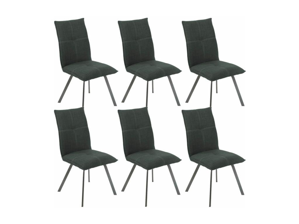 Elariva - Set of 6 Textured Fabric Chairs, Anthracite Grey EDNU93112