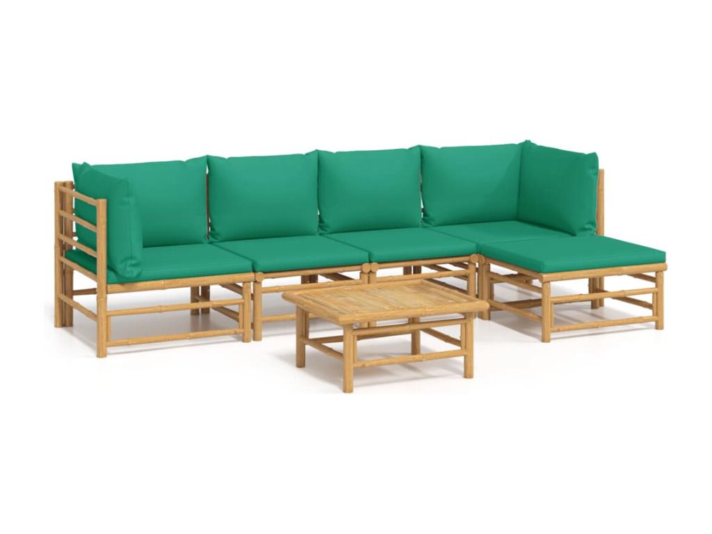 6-piece garden furniture set with cushions, green, Elariva OGEW86337