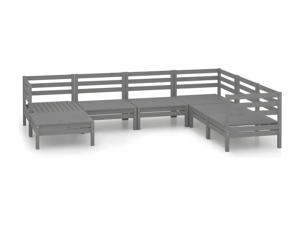7-piece garden furniture set, solid pine wood, grey XJOG41770