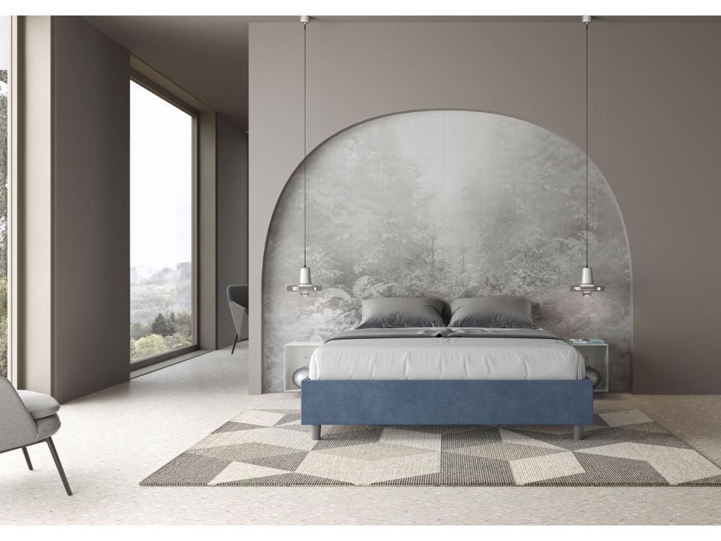 Zensova upholstered bed without mattress, 160x190 cm, blue microfiber, Zensova MGOA56185