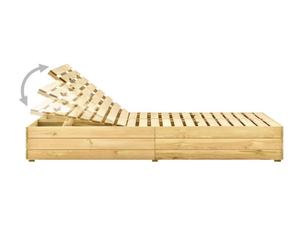 Brown wooden sun lounger/deckchair 198x135x30 cm 02 0012753 NGCV83662