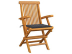 Garden chairs with cushions, anthracite, 8 pcs, solid teak, 2 GADQ47164