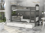 Zensova Bunk Bed 90x190 Grey - White Delivered with slatted bed bases, drawer and 7cm foam mattress DJSI01284