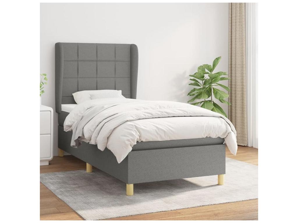 Bed base with mattress, Dark Grey 80x200 Fabric KRMW00973