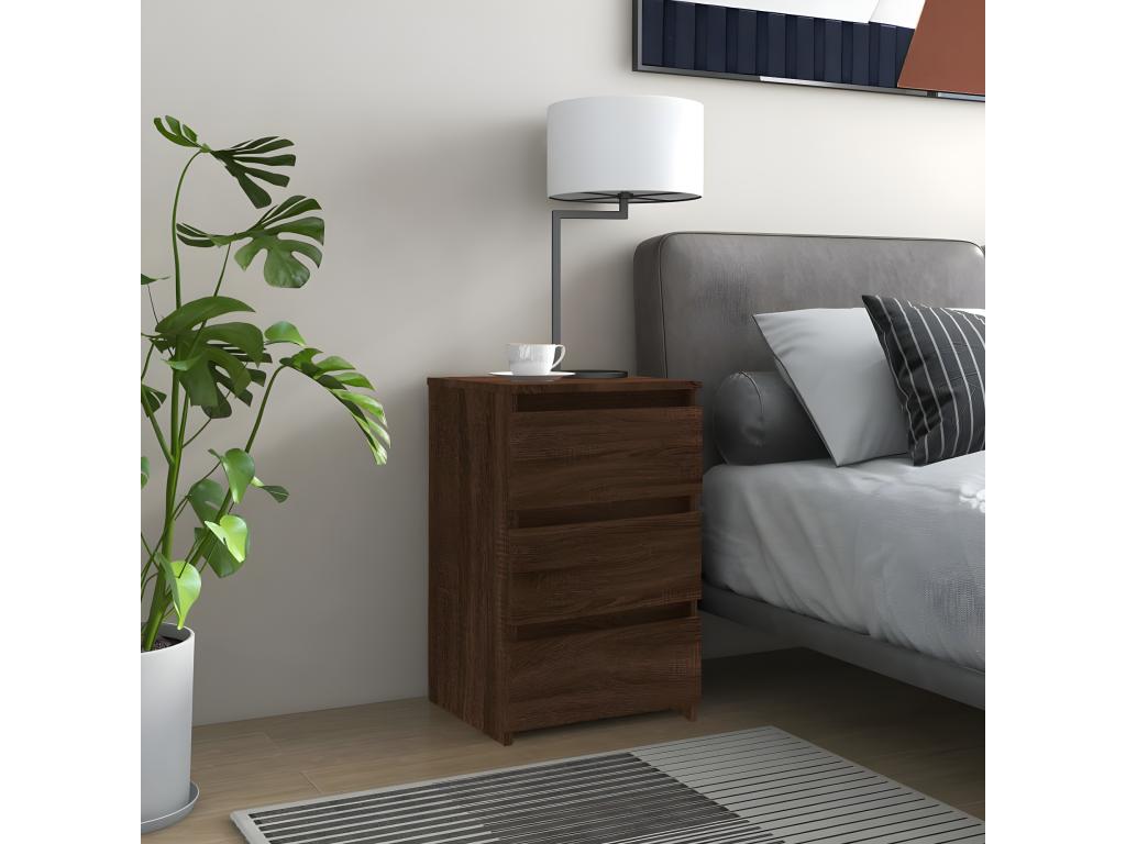 2-piece bedside tables, brown oak, 40x35x62.5cm, engineered wood, APHW05740