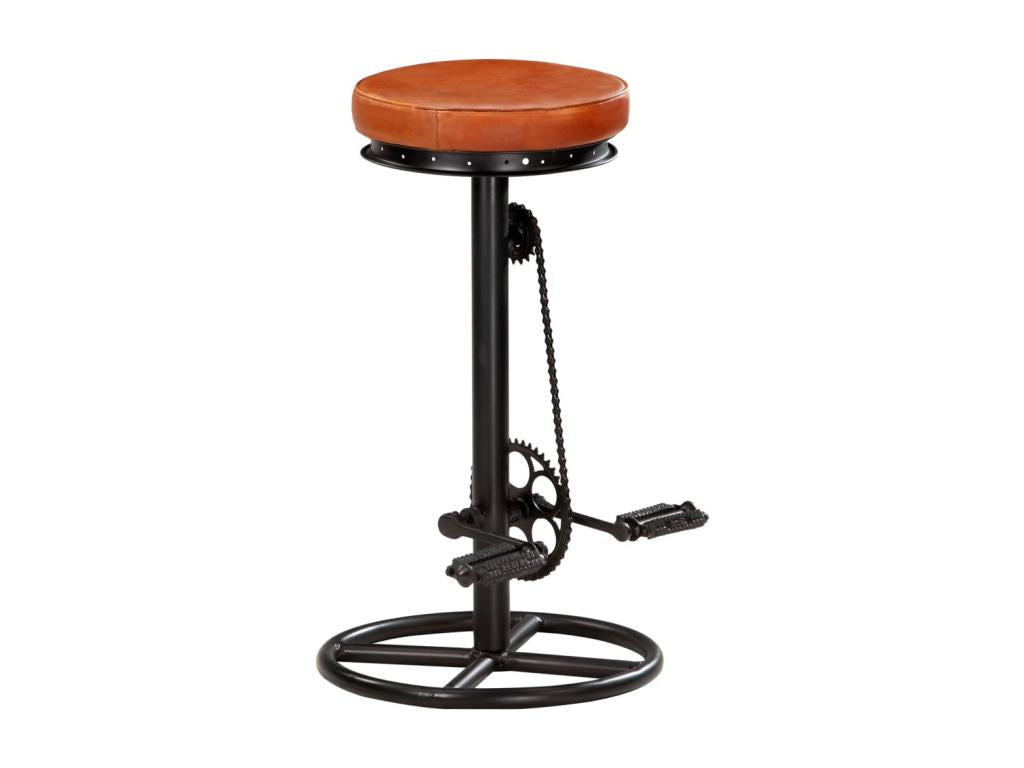 Set of 2 Zensova bar stools/ brown genuine goatskin leather EWIR25156