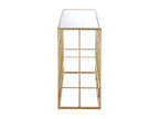 Zensova L 120cm console table in gilded metal and tempered glass, ETFO12993