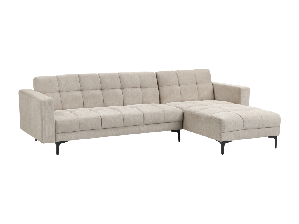 Modular corner sofa bed, beige fabric, 4-seater, MVVY92243
