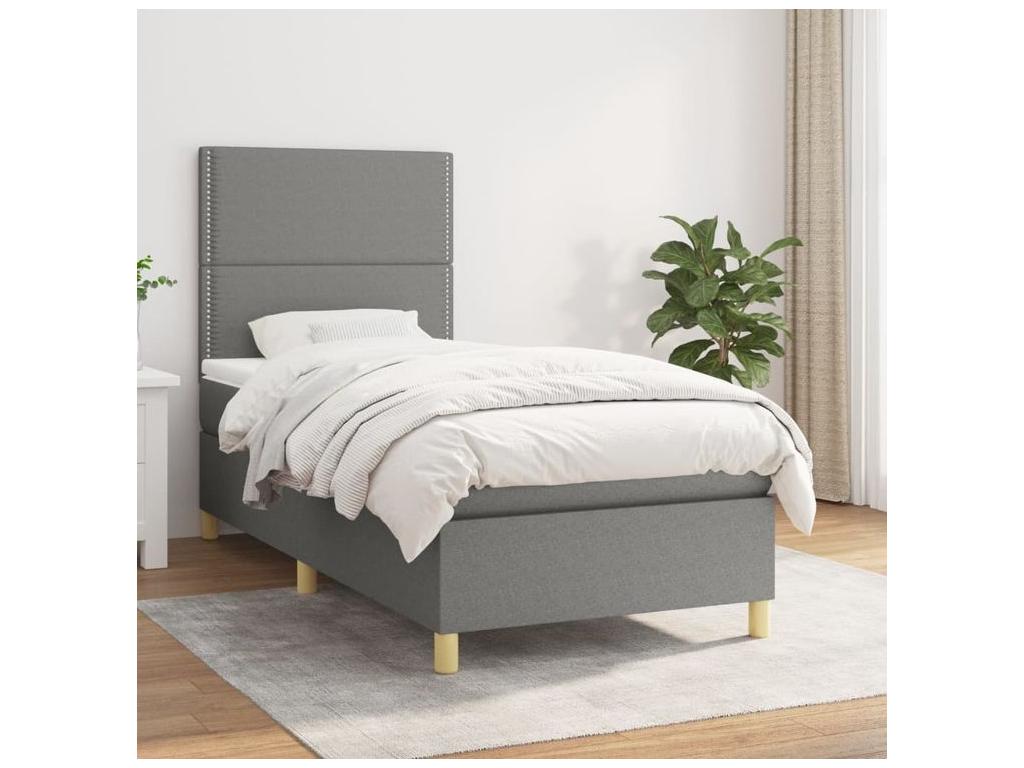 Bed base with mattress, Dark Grey 100x200 Fabric SVYL17549