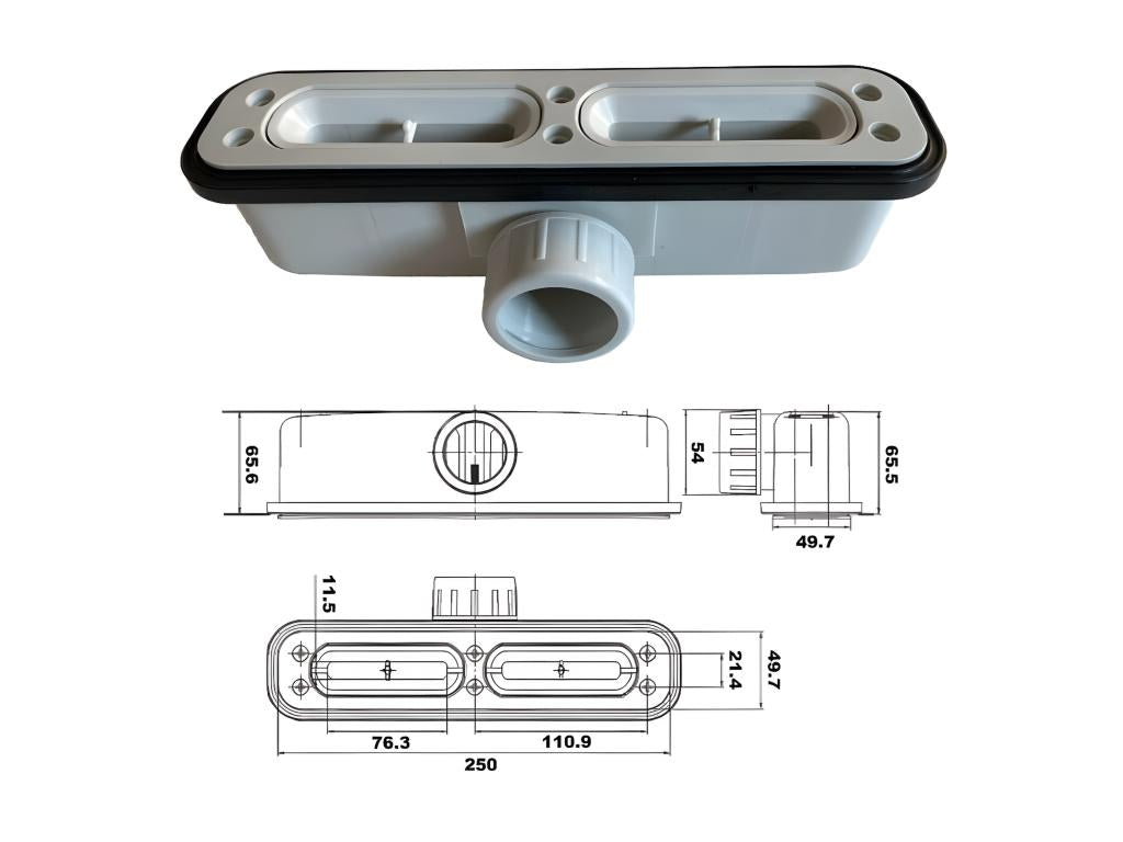 Extra-flat 80x140cm resin shower tray with anthracite slate finish HOEP63372