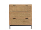 Elariva - 3-drawer chest with natural cane detailing and black metal legs ZTLY16390