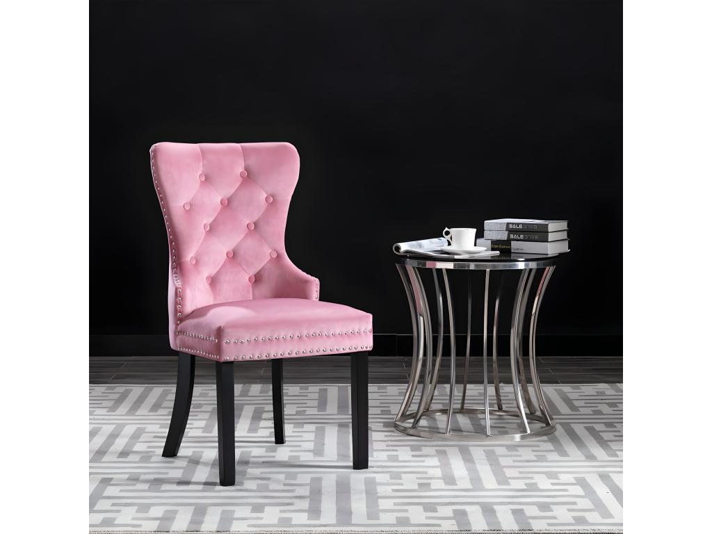 Set of 4 pink velvet dining chairs LZNL32703
