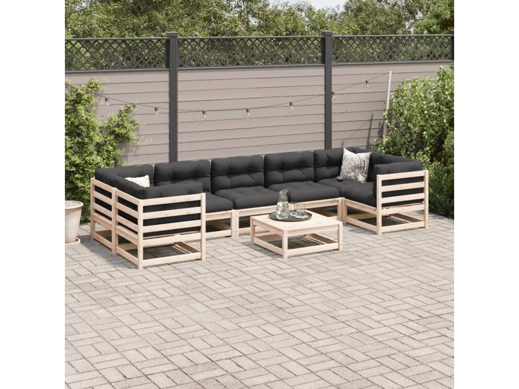 ANHI13754 8-piece garden furniture set in solid pine wood