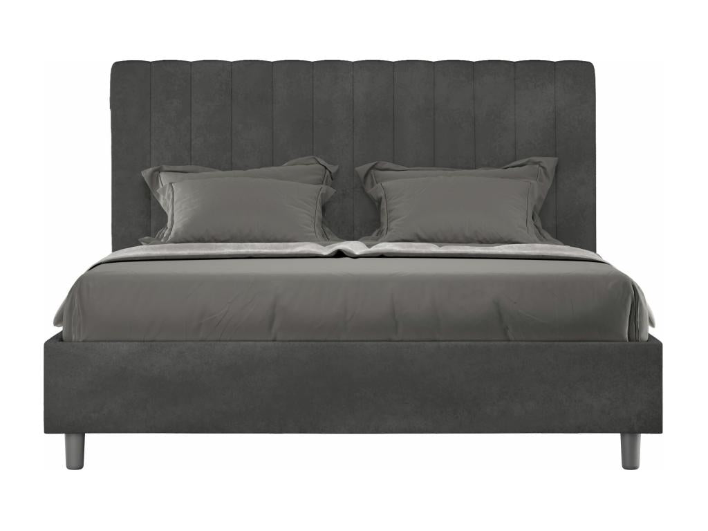Upholstered double bed with storage, 140x190 cm, grey microfiber, Zensova COOD21762
