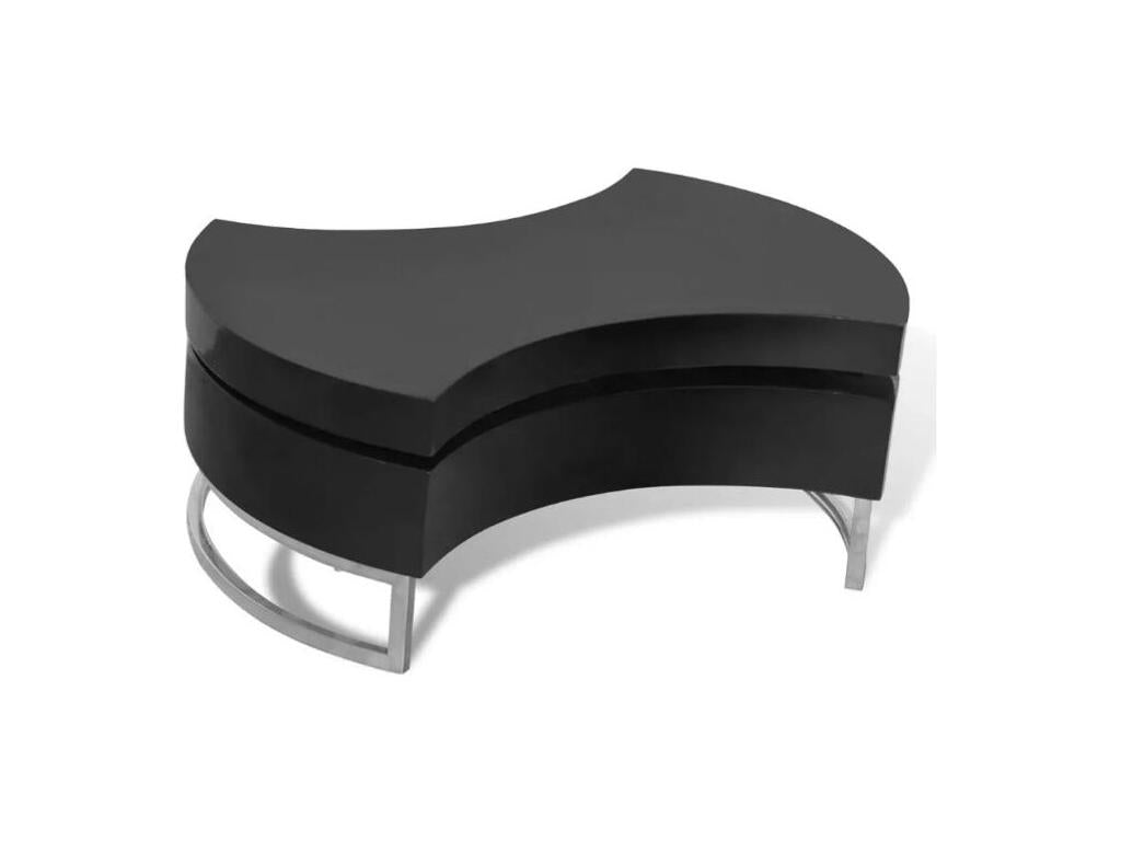 Zensova modular coffee table in glossy wood and chrome metal (JQZV15319)