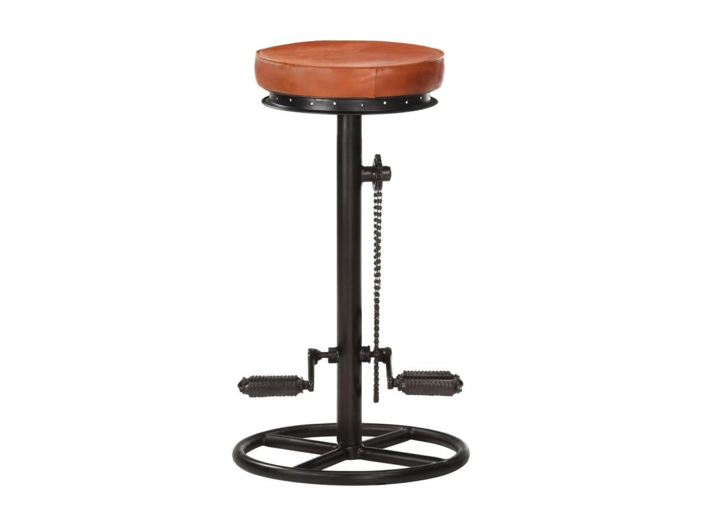 Set of 2 Zensova bar stools/ brown genuine goatskin leather EWIR25156