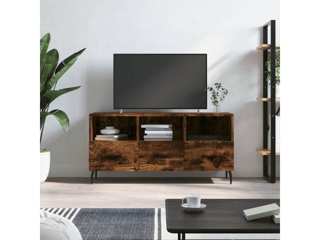 Smoked oak TV stand 102x36x50 cm engineered wood WAHP12269