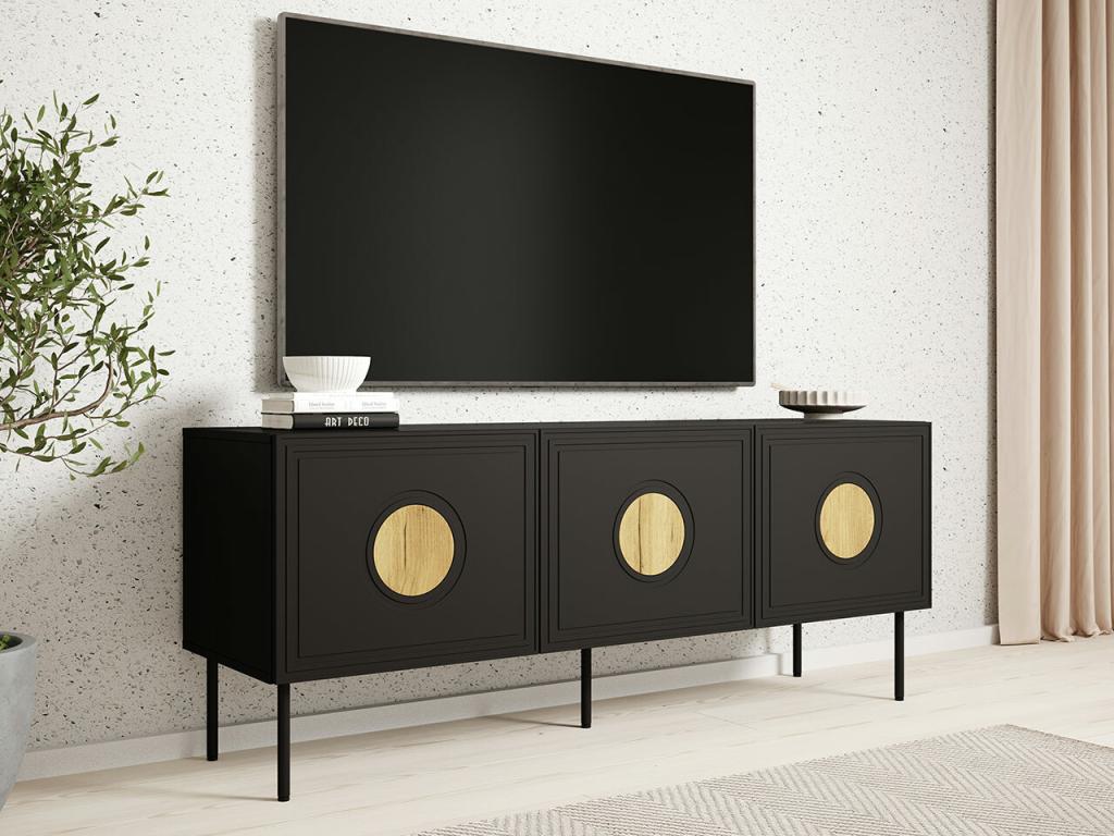 101 Craft Oak TV Stand - Black 151x61x40cm DVYN96250