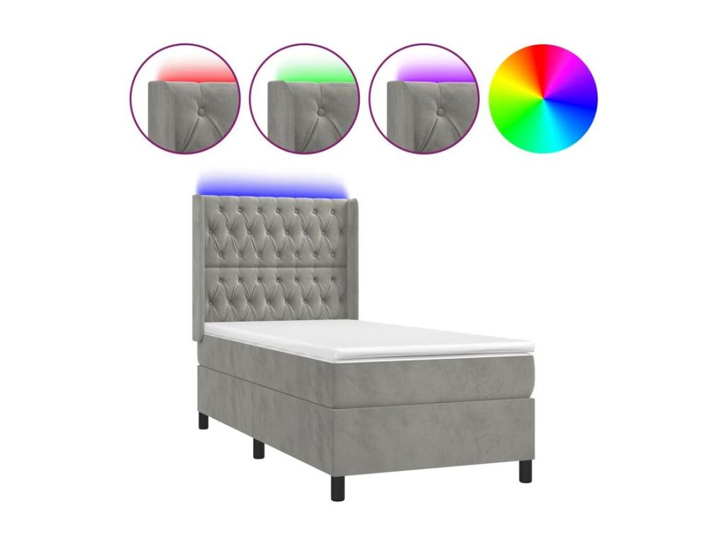 Zensova bed mattress LED Light Grey 90x190 Velvet IAID34112