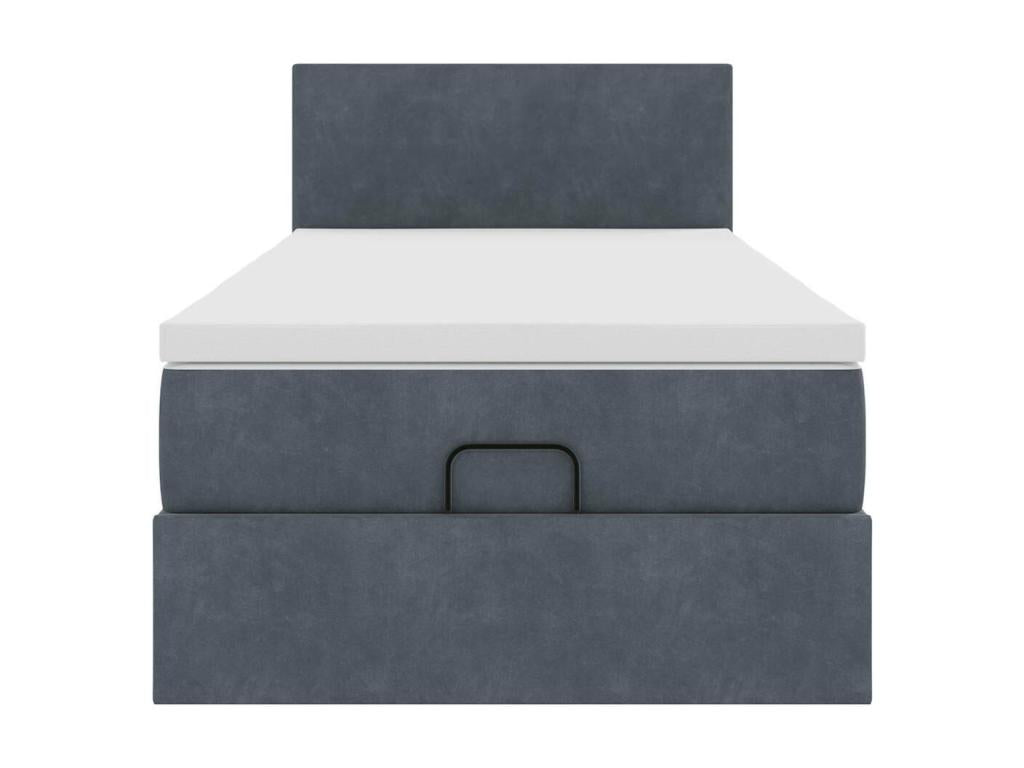 Dark grey bed frame and mattress 90x200 cm velvet LJQV99297