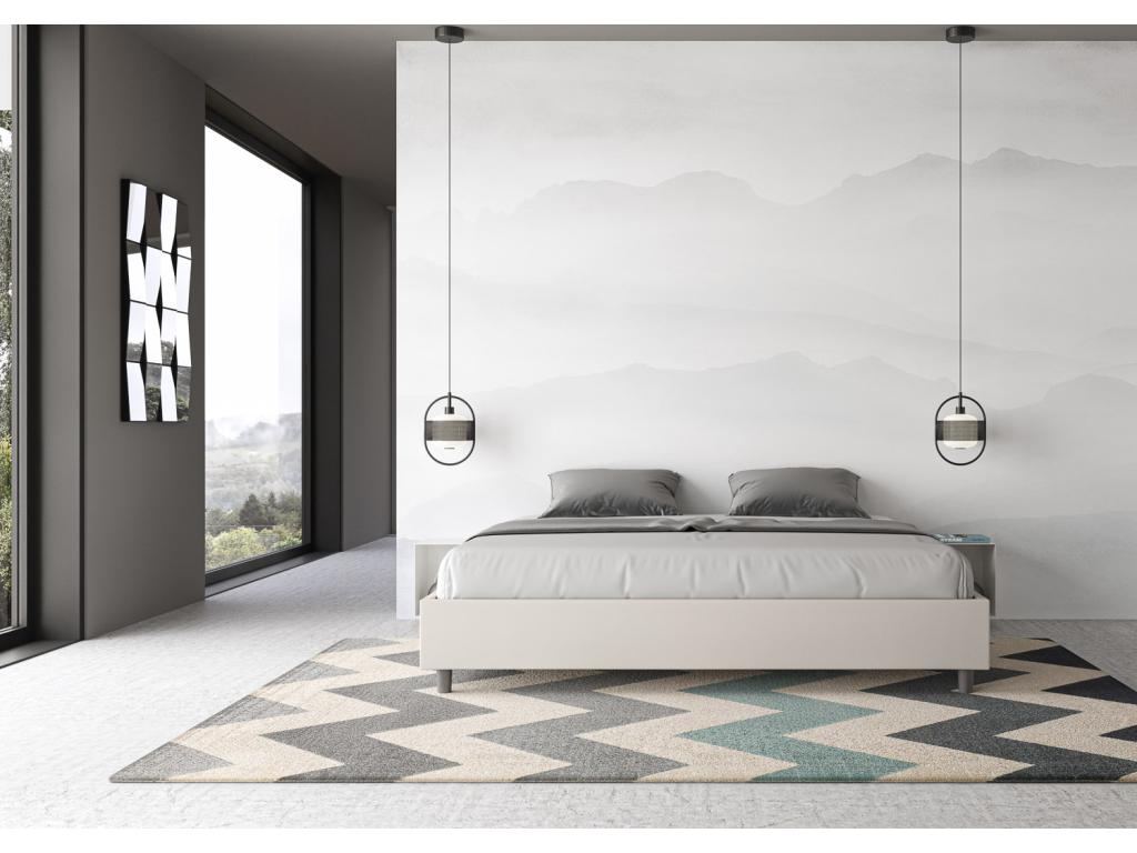 Upholstered bed without a slatted base, 180x210 cm, white faux leather, Lumenao HOVZ06893