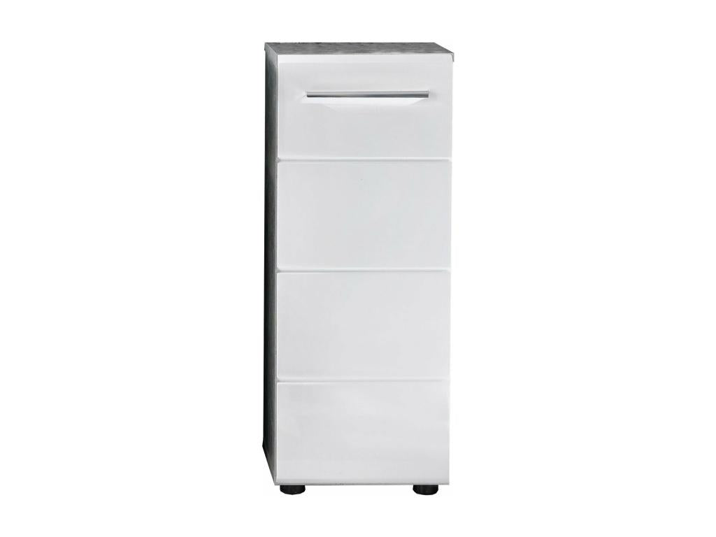 Bathroom cabinet - Low bathroom cabinet in glossy white and grey melamine - WHD 32-82-28cm DFOS36786