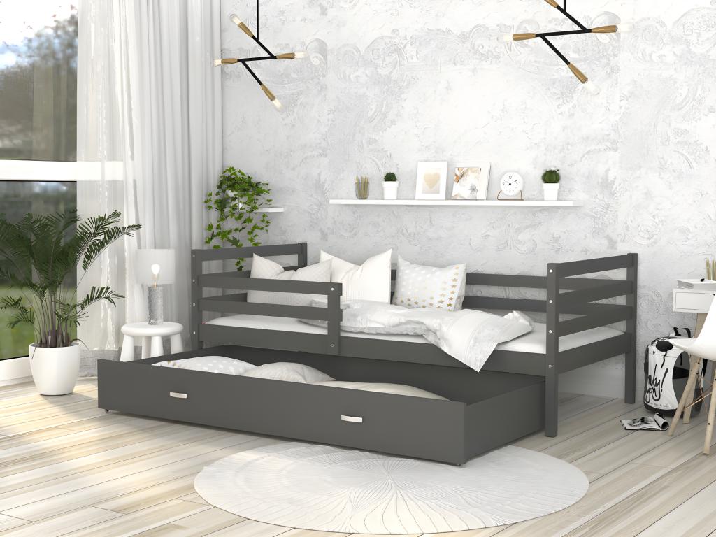 Zensova Children's Bed 90x190 Grey - grey Delivered with slatted bed base, drawer and 7cm foam mattress VZRQ82226