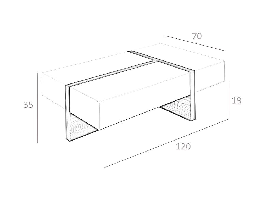 Zensova QCFU39339 White and Walnut Coffee Table 2060
