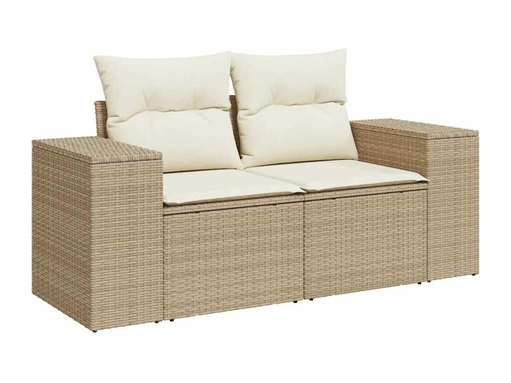 Garden furniture set with cushions, 7 pieces, beige woven resin CFZL92383