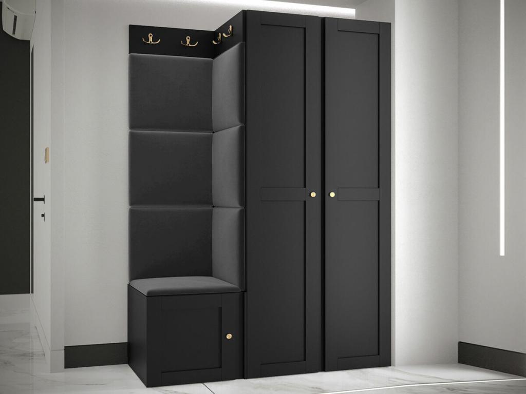 Entryway furniture 379 186x116x46cm Black MDF - Laminate - Upholstery ZTFC40700