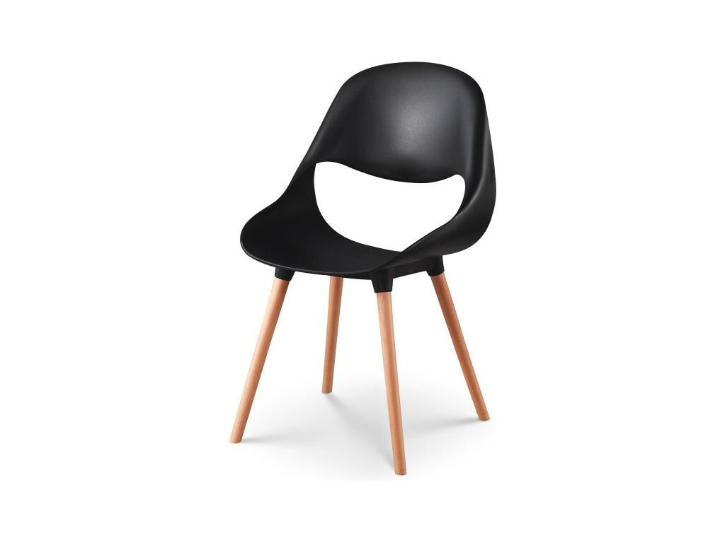 Set of 4 black dining chairs with wooden legs AYED03441