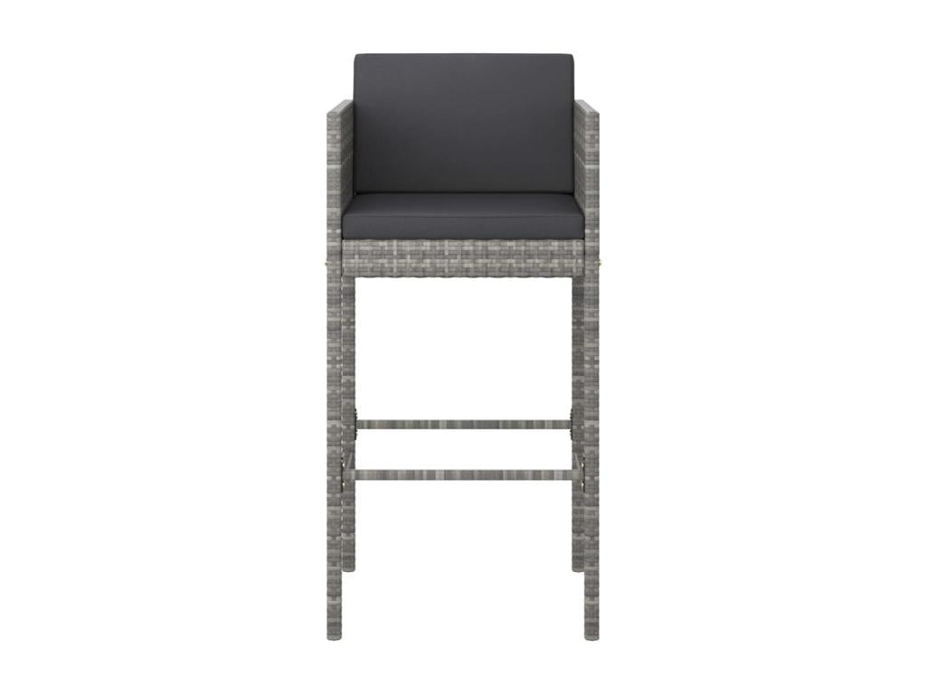 3-piece garden bar set and cushions, Grey woven resin DSHO37843
